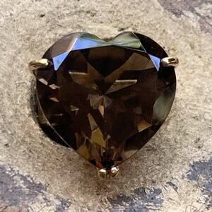 Smokey Topaz Heart Gold Vermeil over Sterling Silver Ring Size 5